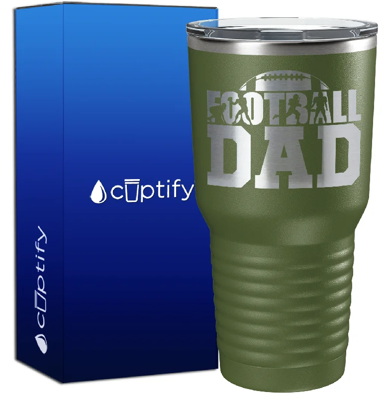 Classic white porcelain mugs-Football Dad 30oz Football Tumbler