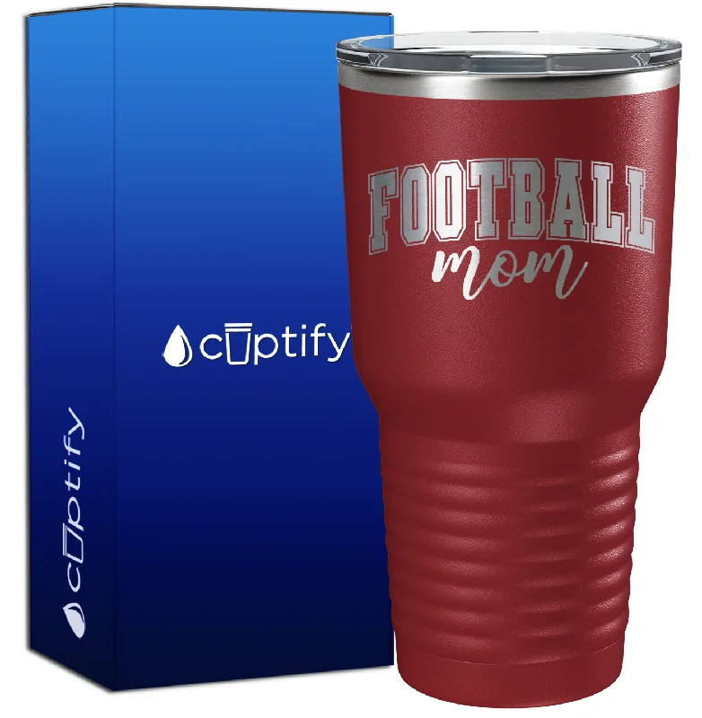 Elegant crystal tumblers for parties-Football Mom Arched 30oz Football Tumbler