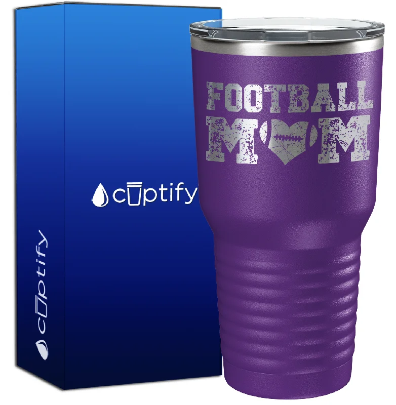 BPA-free plastic tumblers-Football Mom Distressed 30oz Football Tumbler