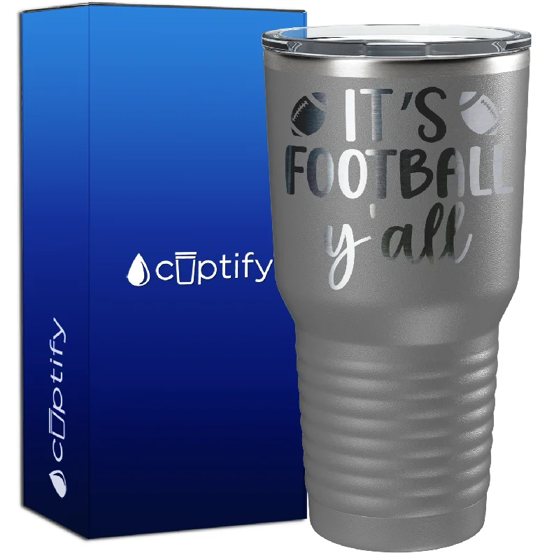 Eco-friendly bamboo cups-It's Football Y'all 30oz Football Tumbler