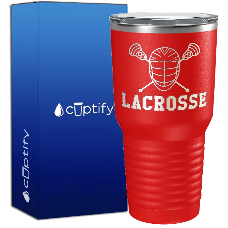 Vintage etched glass cups-Lacrosse Mask and Sticks 30oz Lacrosse Tumbler