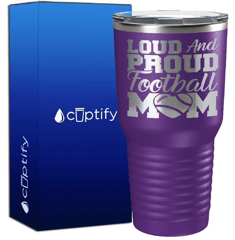 Stackable porcelain coffee cups-Loud and Proud Football Mom Heart 30oz Football Tumbler