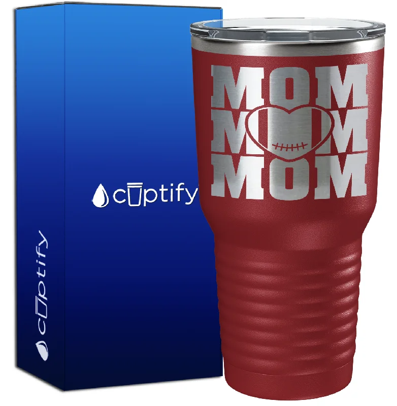 Large stainless steel cups-Mom Mom Mom Football 30oz Football Tumbler