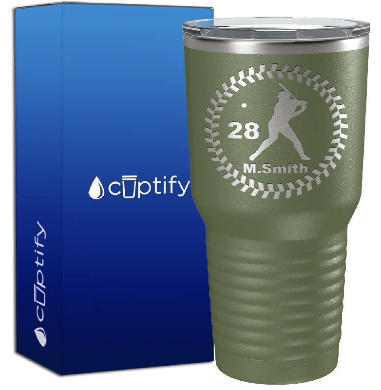 Modern glass iced tea cups-Personalized Baseball Player 30oz Baseball Tumbler