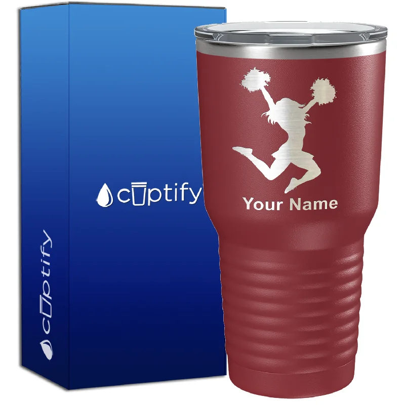 BPA-free plastic tumblers-Personalized Cheerleader Silhouette 30oz Cheer Tumbler