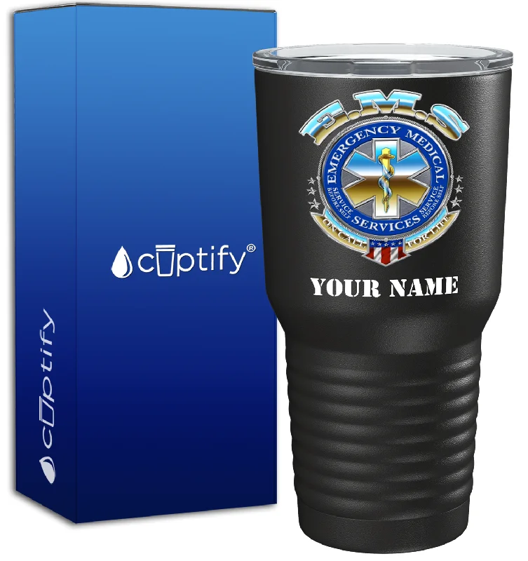 Personalized pet photo mugs-Personalized Emergency Medical Services on 30oz Black Paramedic Tumbler