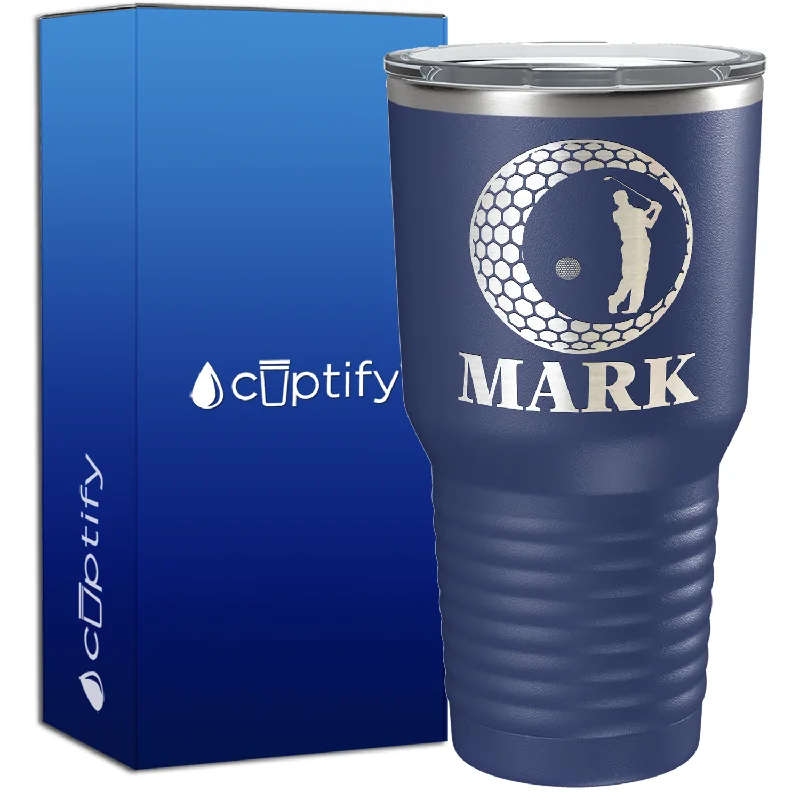 Durable plastic travel cups-Personalized Golfer in Ball 30oz Golf Tumbler