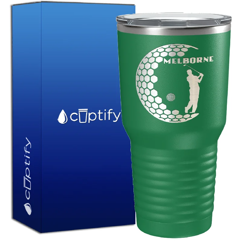 Sleek copper water mugs-Personalized Golfer in Half Ball 30oz Golf Tumbler