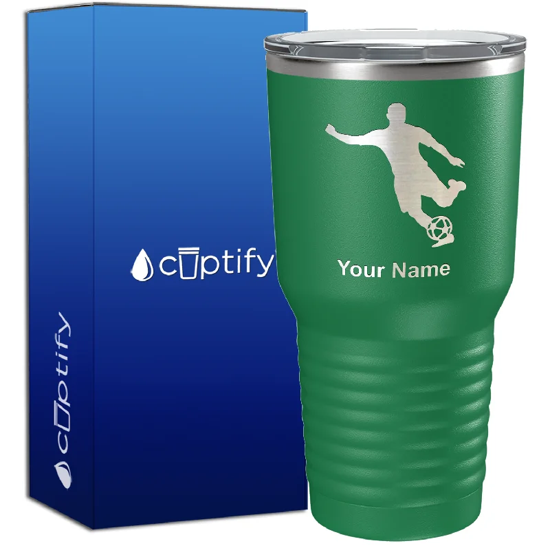 Floral ceramic teacups-Personalized Soccer Player Silhouette 30oz Soccer Tumbler