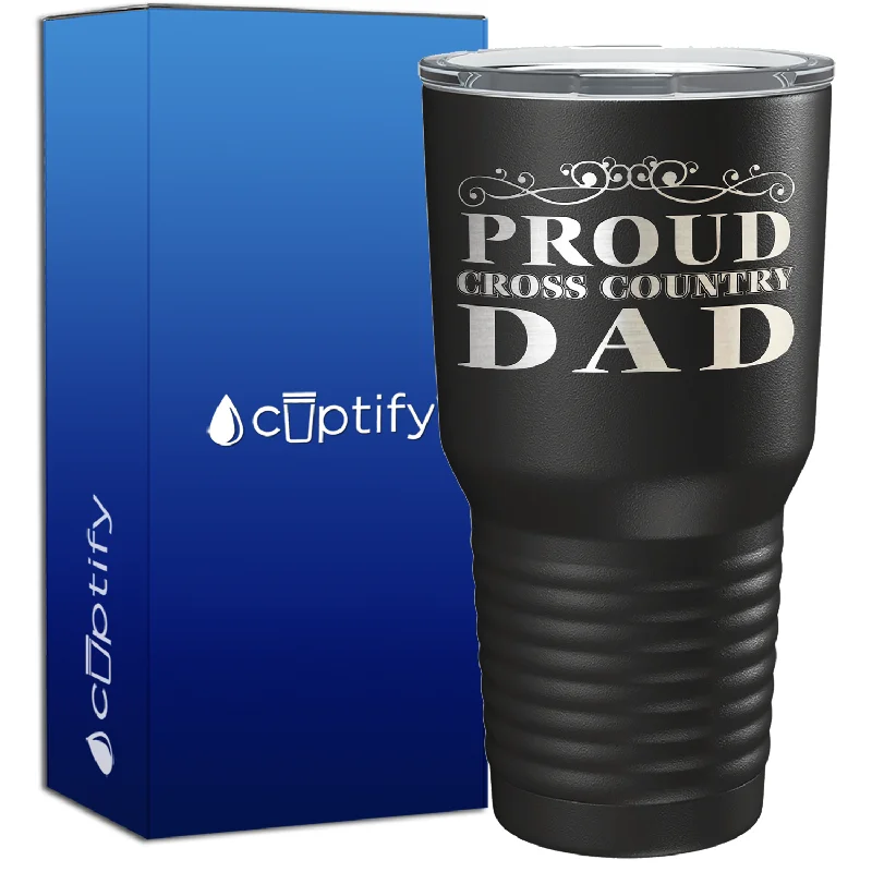 Elegant silver-rimmed teacups-Proud Cross Country Dad 30oz Cross Country Tumbler