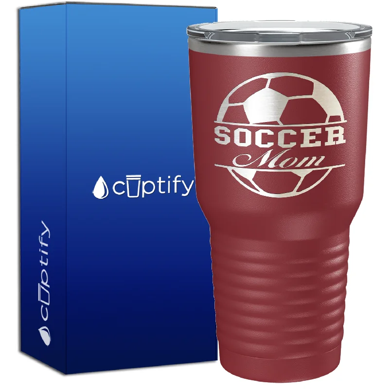 Stylish copper tumblers-Soccer Ball Mom 30oz Soccer Tumbler