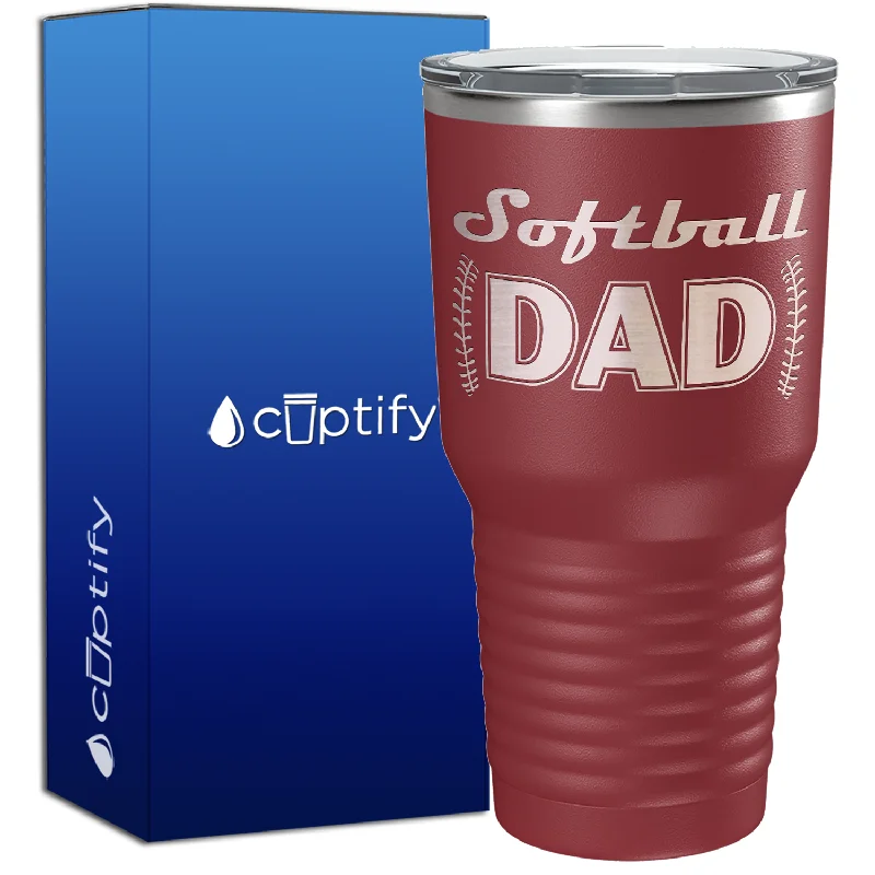 Minimalist glass coffee mugs-Softball Dad 30oz Softball Tumbler